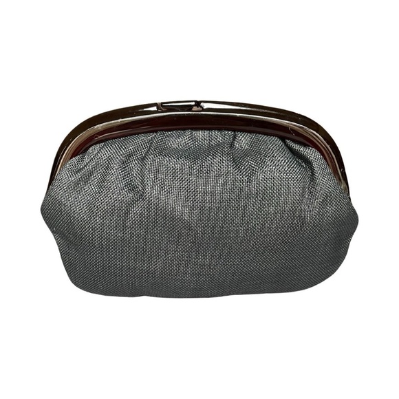 RARE Vintage Italian Made Gray Linen Clutch - Picture 1 of 7